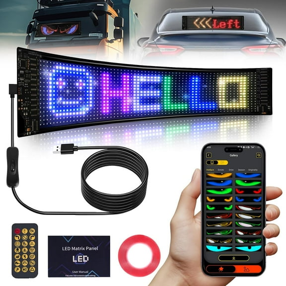 Programmable Scrolling  Sign, 23.4"x4.7",  Flexible Digital Sign, APP Control, Custom DIY Editor Text, Patterns, Animations, for , Store, School, Hotel