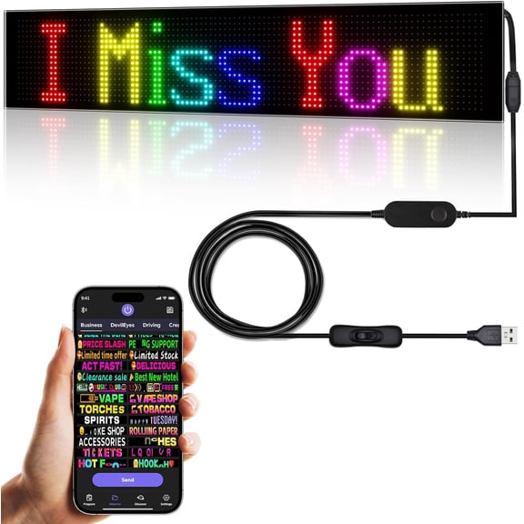 Programmable  Sign,Scrolling Flexible Advertising Digital Signs,  Sign,Control by  APP Control,DIY Design Text, Patterns, Animations