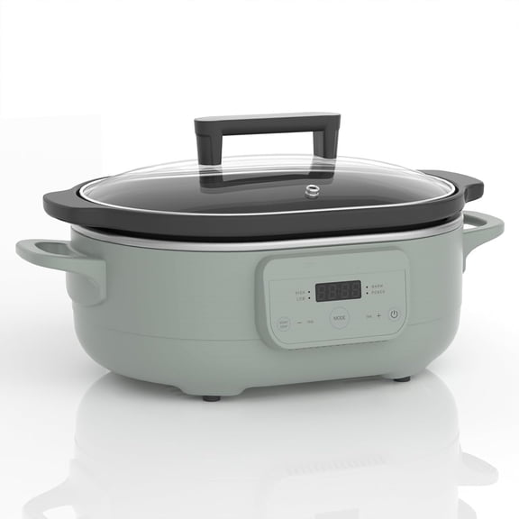 Programmable Slow Cooker Removable Healthy Nonstick Pot - Small Kitchen Appliance for Family Dinners - Serves 6+ People
