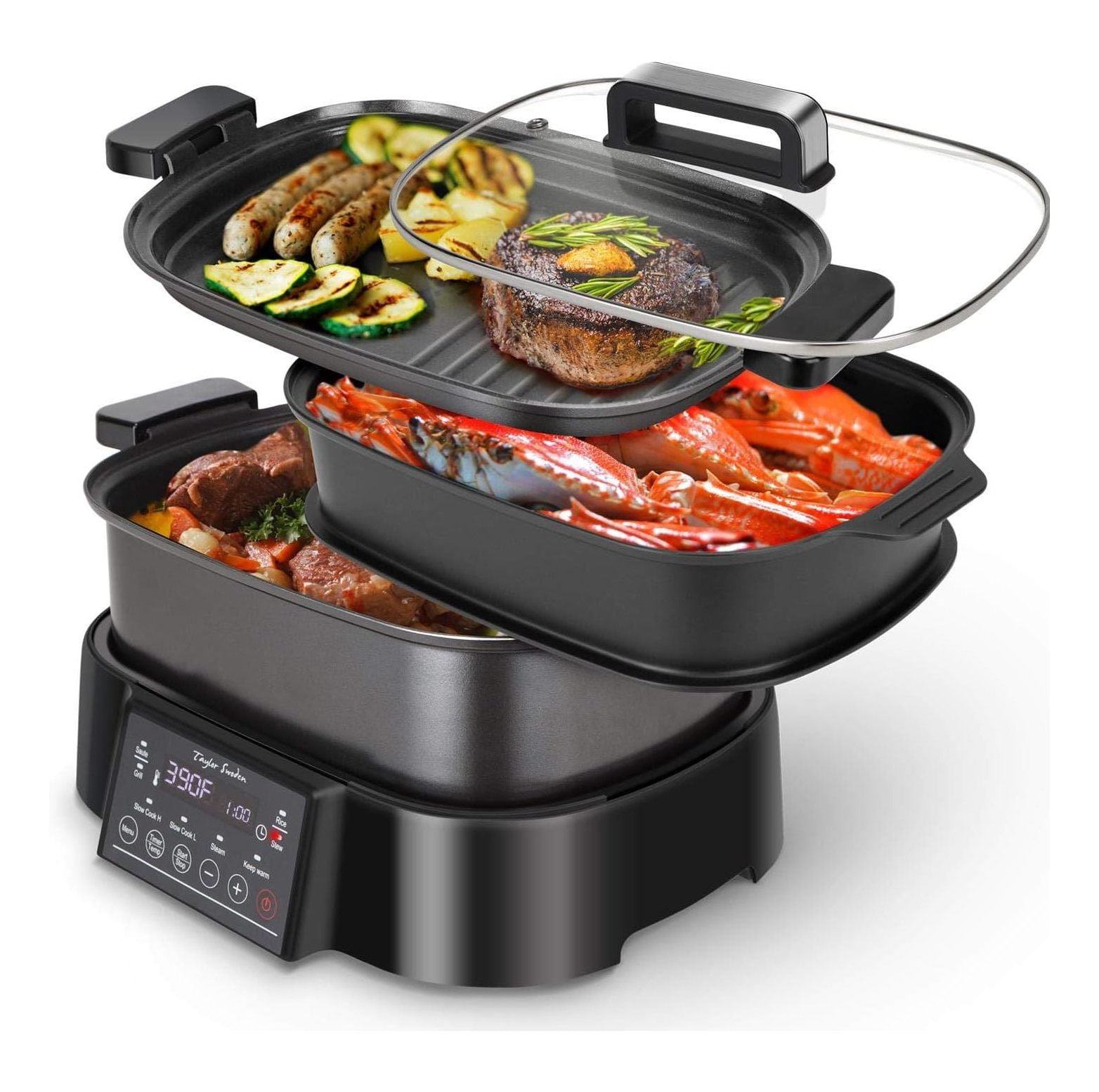 Programmable Slow Cooker with Countdown Timer, 6 L 6.3 Quart Multi