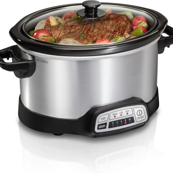 Programmable Slow Cooker with Flexible Easy Programming, 5 Cooking Times, Dishwasher-Safe Crock & Lid
