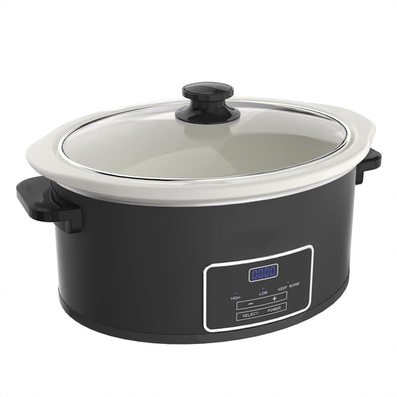 Programmable Slow Cooker with Timer Keep Warm - Small Kitchen Appliance for Family Dinners