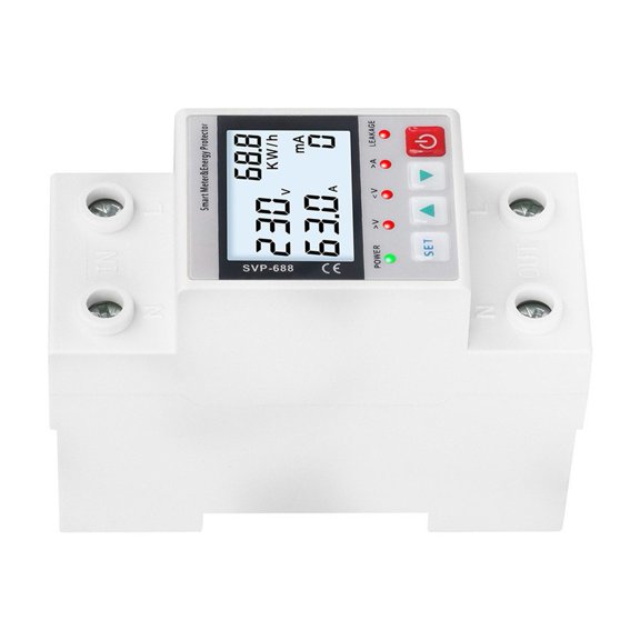 Programmable Smart Power Protector with Voltage Current and Leakage Monitoring for Home Appliance Safety with LCD Output (SVP-688)
