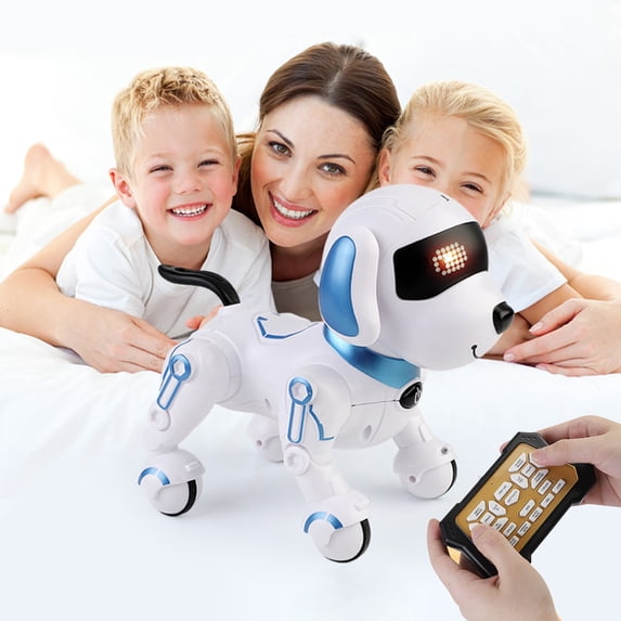 Mntpdp Programmable Smart RC Robot Dog Toy Dancing Singing Interactive Robotic Pet STEM Learning Blue with Remote Control 1-Pack