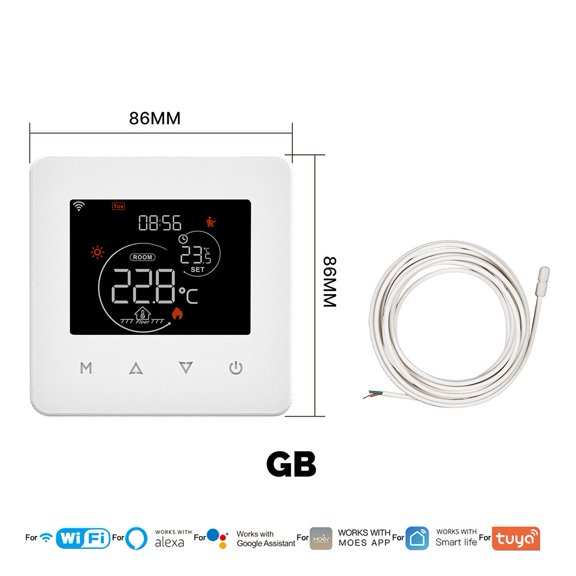 Programmable Smart/Thermostat For Water Electric Gas Boiler Floor Heating, WiFi Remote Control Via ForTuya Smart/Life App, For Alexa Voice Control, Energy Saving Weekly Timer(Electric heating)