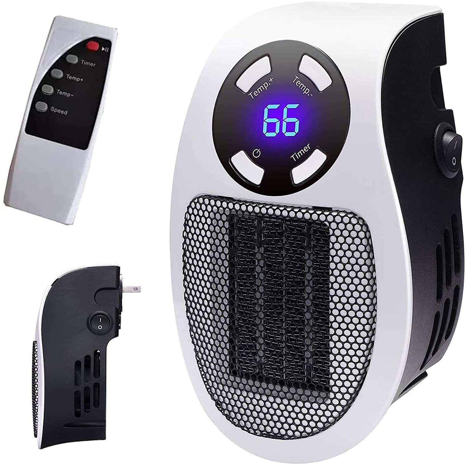 Programmable Space Heater, with Led Display Wall Outlet Electric Heater with Adjustable