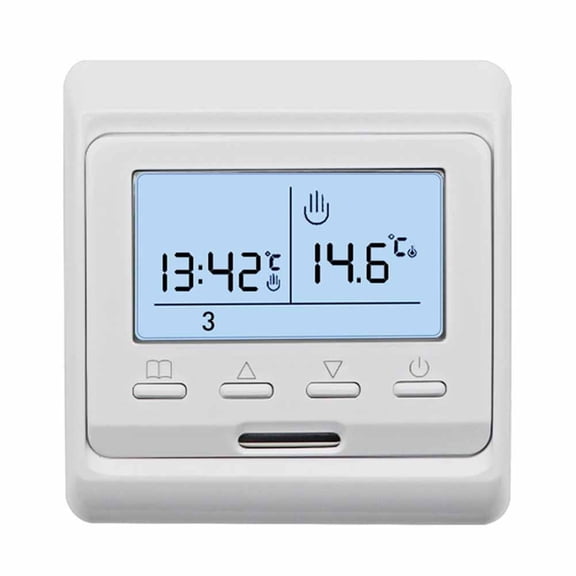 Programmable Thermostat for Electric Floor Heating 16A with 300cm External Sensor, Wall Mount Temperature Controller 0-90C(White 3A)