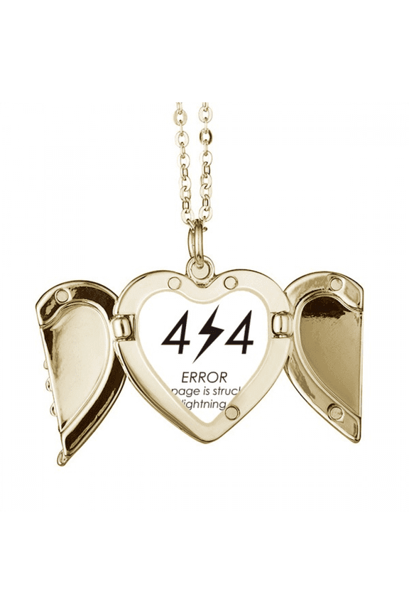 Programmer 404 Error Page Folded Wings Peach Heart Pendant Necklace