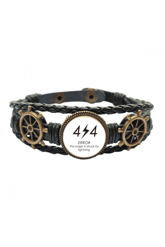 Programmer 404 Error Page Leather Braided Ocean Bracelet Wristband