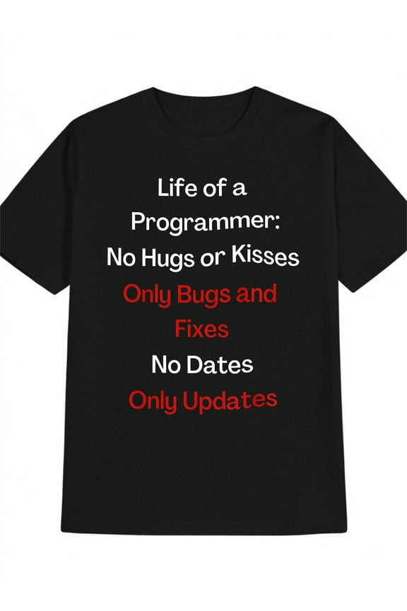 Programmer Bugs Fixes Updates Black Graphic T Shirt for Men