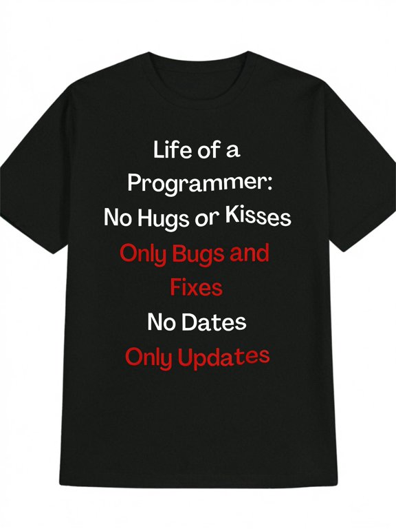 Programmer Bugs Fixes Updates Black Graphic T Shirt for Men