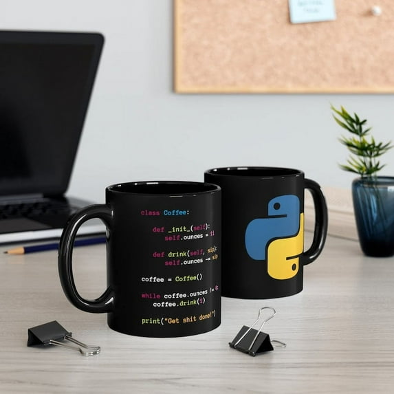 Programmer Coder Engineer Python Black Coffee Mug Gift Python Developer