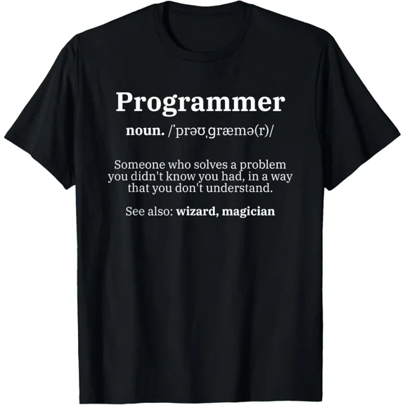 Programmer Definition Funny Coding Tech Developer Computer Software Unisex T-Shirt, S-5XL
