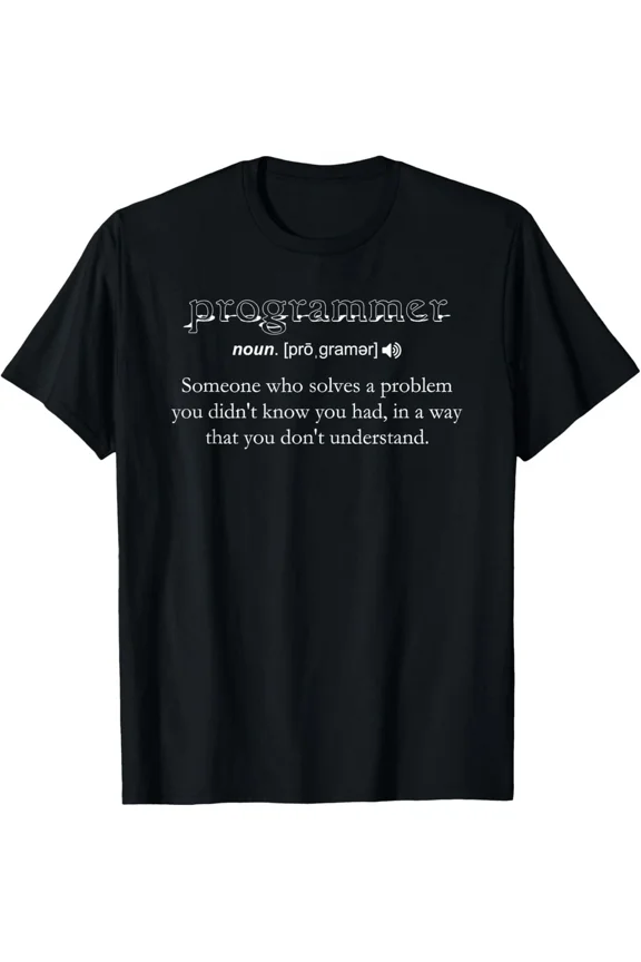 Programmer Definition Funny Tech Software Coding Developer Unisex T-Shirt, S-5XL