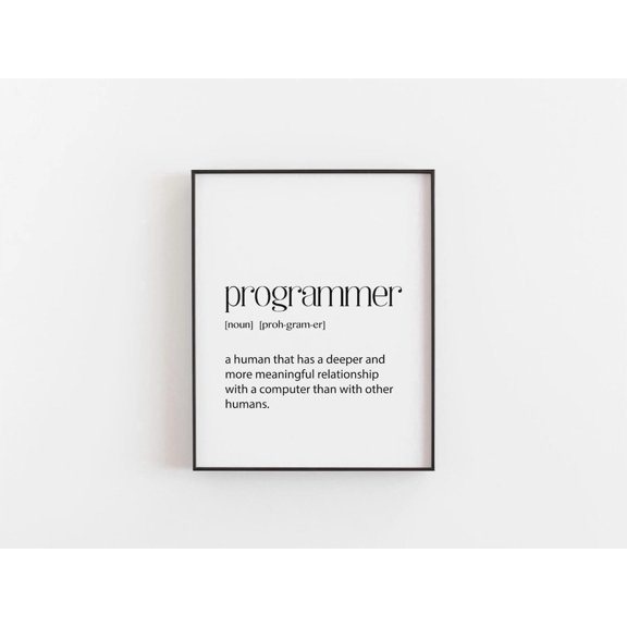 Programmer Definition Wall Art Print, Coding Software Developer Tech Office Decor