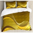 thumbnail image 1 of Programmer Duvet Cover Set, Monochromatic Graphical Abstract Geometric Futuristic Wavy Stripes Composition, Decorative 3 Piece Bedding Set with 2 Pillow Shams, Calking Size, Fawn Mustard, by Ambesonne, 1 of 2