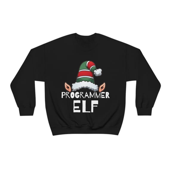 Programmer Elf Unisex Sweatshirt, S-2XL Christmas Software Engineer Elves