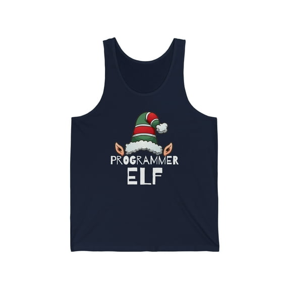 Programmer Elf Unisex Tank Top, XS-2XL Christmas Holidays Software Engineer