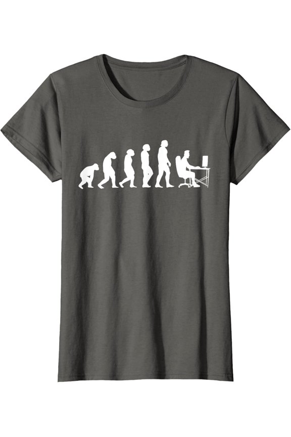 Programmer Evolution Web Developer Nerd Gamer Ladies' Crewneck T-Shirt Unisex Full Size S-5XL
