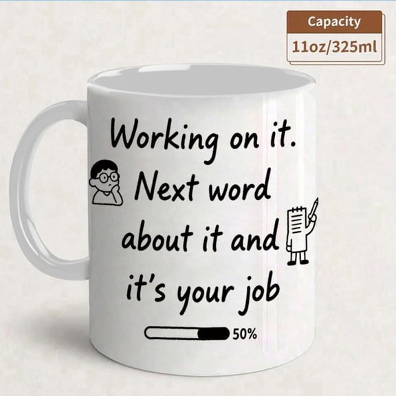 Programmer Humor Mug 11oz Working on It 50 Progress Bar Code Themed Ceramic Coffee Cup with Coding Jokes Developer Gifts Coders IT Professionals Tech Workers Funny Office Prank Cup Hand Wash Only