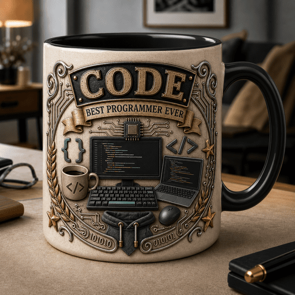 Programmer Mug 3D Effect Coffee Cup, Coding Gift for Dad, Best Programmer Ever