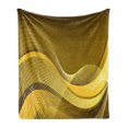 thumbnail image 1 of Programmer Soft Flannel Fleece Blanket, Monochromatic Graphical Abstract Geometric Futuristic Wavy Stripes Composition, Cozy Plush for Indoor and Outdoor Use, 60" x 80", Fawn Mustard, by Ambesonne, 1 of 5
