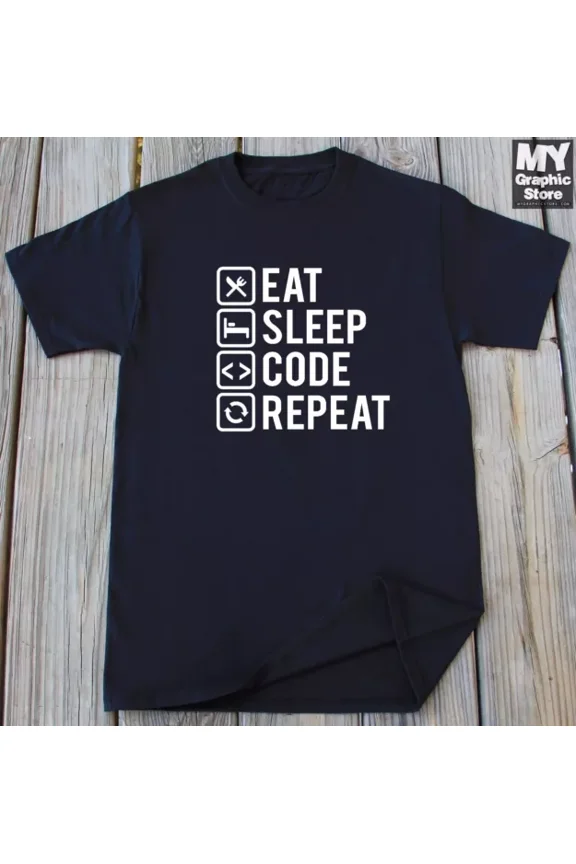 Programmer T Shirt Computer Geek Nerd Coding T Shirt Eat Sleep Code T Shirt Unisex S-5XL Hot Trending Shirt, Vintage Birthday Gift