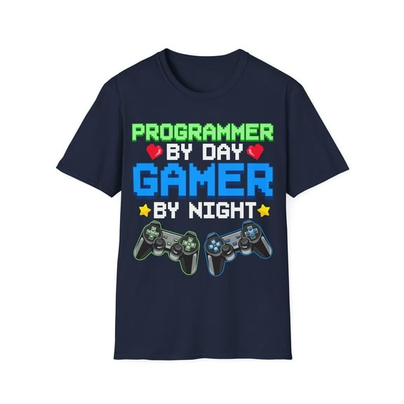 Programmer by Day Gamer By Night Funny Novelty Gifts Unisex T-Shirt