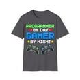 thumbnail image 1 of Programmer by Day Gamer By Night Funny Novelty Gifts Unisex T-Shirt, 1 of 4