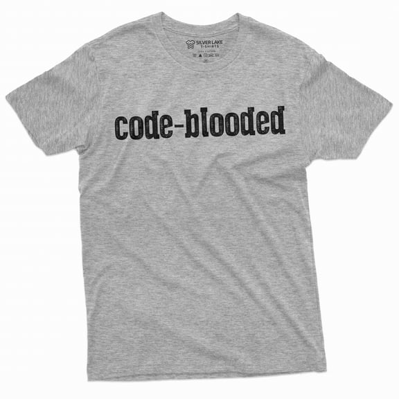 Programmer funny T-shirt code-blooded coding software engineer developer humorous tee (Medium Grey)