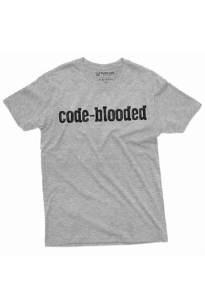 Programmer funny T-shirt code-blooded coding software engineer developer humorous tee (Small Grey)