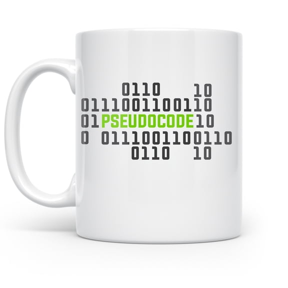 Programmers 11 oz Coffee Mug - Pseudocode White Ceramic Gift