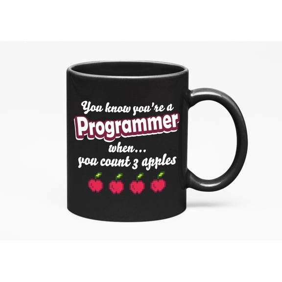 Programmers Count Three Apples., Black 11oz Ceramic Mug