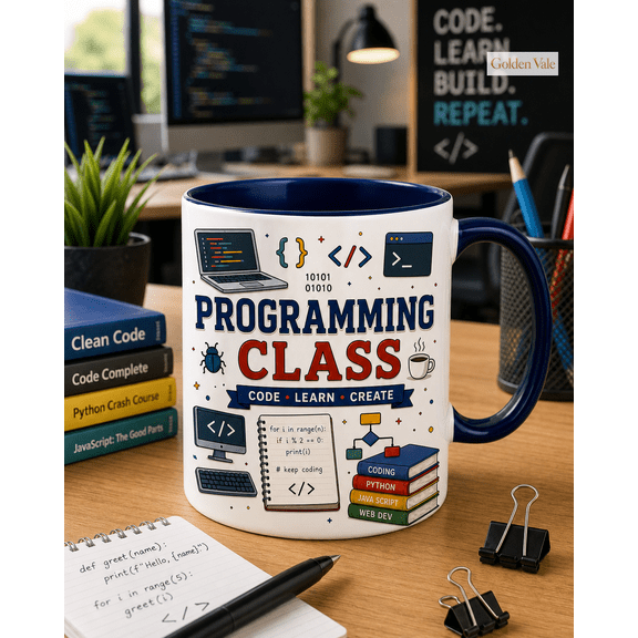 Programming Class Mug for Coding Students, Learn to Code Coffee Cup Gift