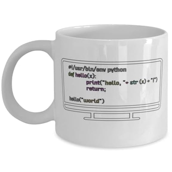 Hello World Code 11 oz Coffee Mug - Programming Gift White Ceramic