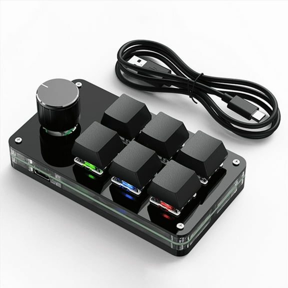 Programming Macro Custom Knob Keyboard 6 Key Copy Paste Mini Button Photoshop Gaming Keypad, RGB 6 Key Wired