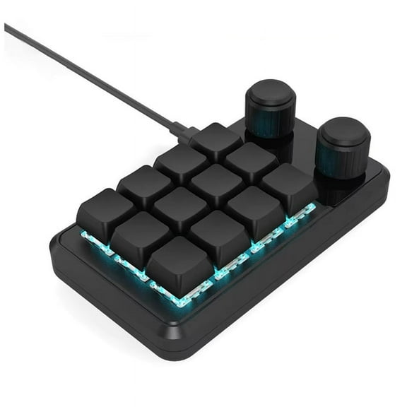 Programming Macro Custom Wired Keyboard RGB 12 Key Copy Paste Button Mini Gaming Keypad Hotswap Macropad Black