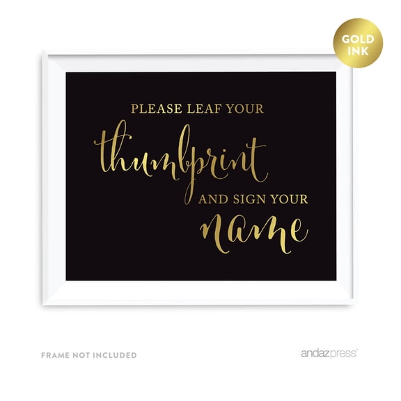 Programs, Please Take One Black and Metallic Gold Wedding Signs