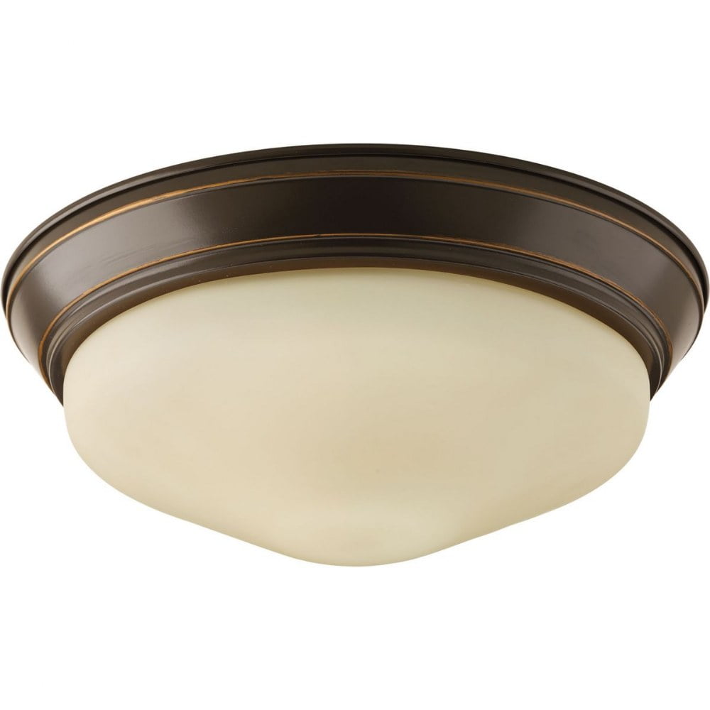 Antique Bronze 12.6" LED Flush Mount with Etched Glass