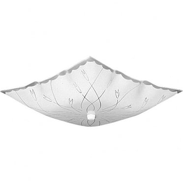 Progress Lighting 12" Traditional 2 Light White Ceiling Light Decorative Square Glass Shade