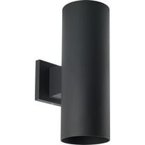 Progress Lighting, Cylinder Collection, 2-Light Outdoor Wall Lantern, Black, Aluminum, No Shade