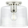 thumbnail image 1 of Progress Lighting, Adley Collection, 1-Light Flush Mount, Polished Nickel, Clear Glass Shade, 1 of 8