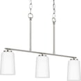 thumbnail image 1 of Progress Lighting Adley Collection 3-Light Linear Chandelier, Brushed Nickel, Etched White Glass Shades, 1 of 17