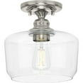thumbnail image 1 of Progress Lighting, Aiken Collection, 1-Light Flush Mount, Brushed Nickel, Clear Glass Shade, 1 of 6