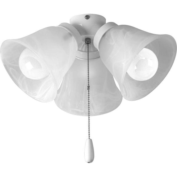 Progress Lighting AirPro Collection Three-Light Ceiling Fan Light, White