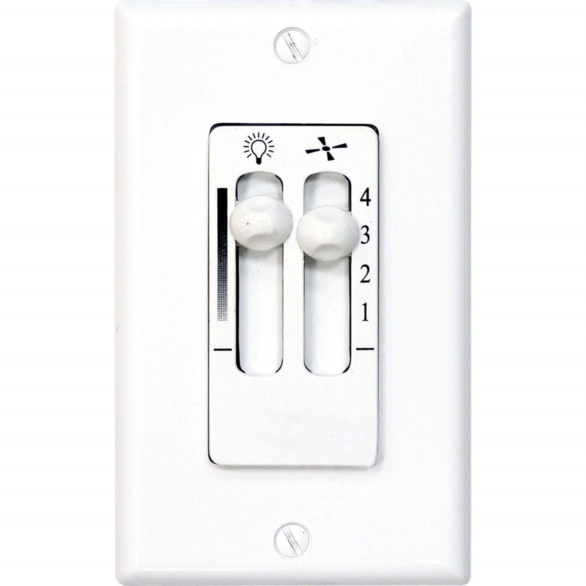 White Metal Wall Control with Lighting Dimmer for Ceiling Fans