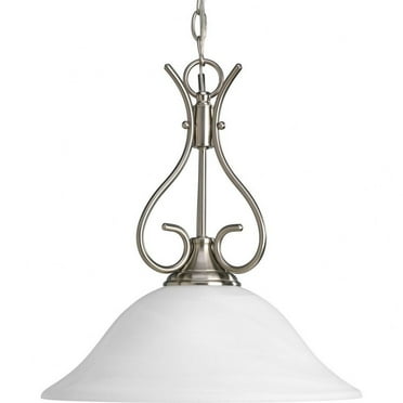 Progress Lighting Alabaster Glass 1 Light Pendant in Brushed Nickel P5091-09
