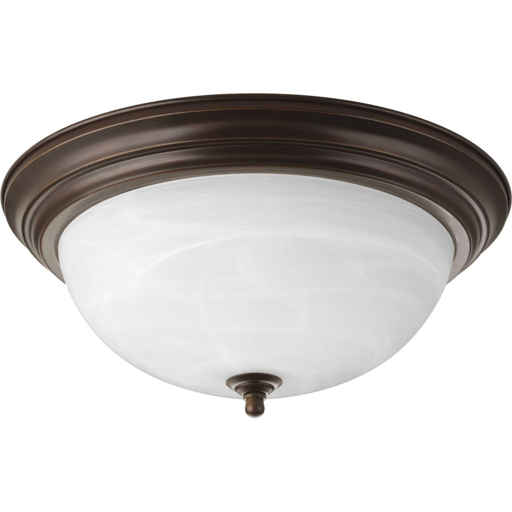 Antique Bronze 15'' Alabaster Glass 3-Light Flush Mount