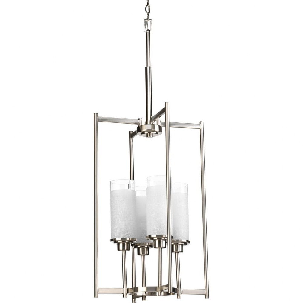 Alexa Brushed Nickel and Glass 4-Light Foyer Pendant