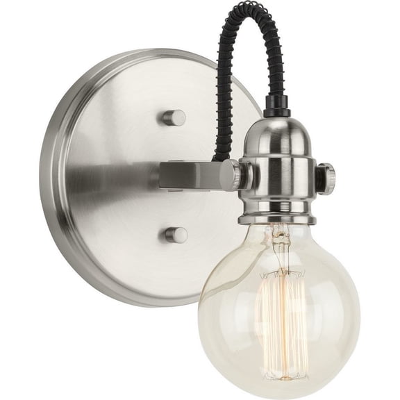 Open Box Progress Lighting, Axle Collection, 1-Light, Bath Vanity Light, Brushed Nickel, Vintage Style